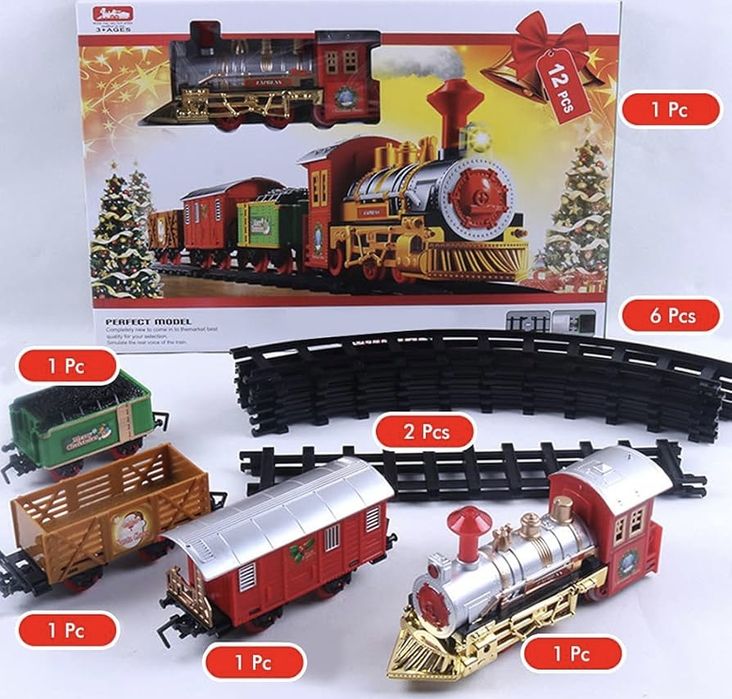 Новорічна дитяча залізниця з підсвіткою звуком детская железная дорога