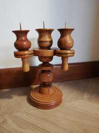 Świecznik drewniany na 4 świece kandelabr