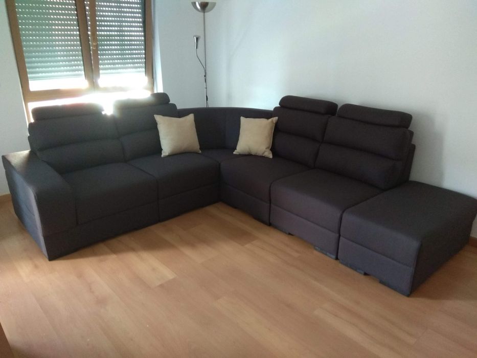 Sofá canto castanho