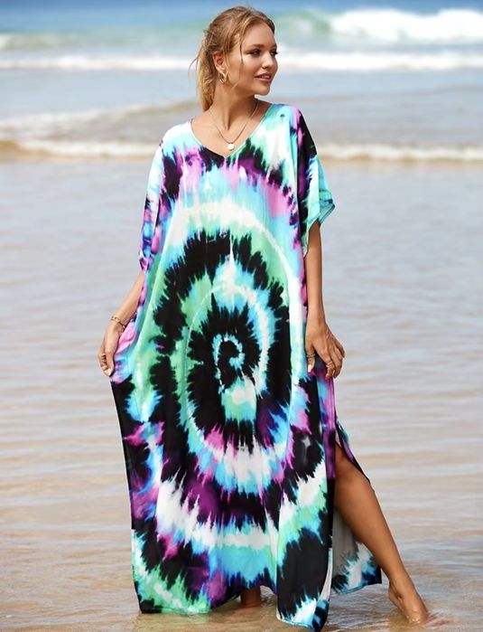 Letnia tunika plażowa narzutka pareo Oversize Wiskoza 100%