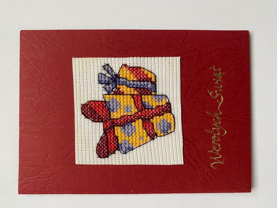 Haftowana kartka świąteczna