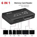 6w1, microSD, MMC, SD, XD, CF, MS Duo, M2, USB, NOWY czarny matowy