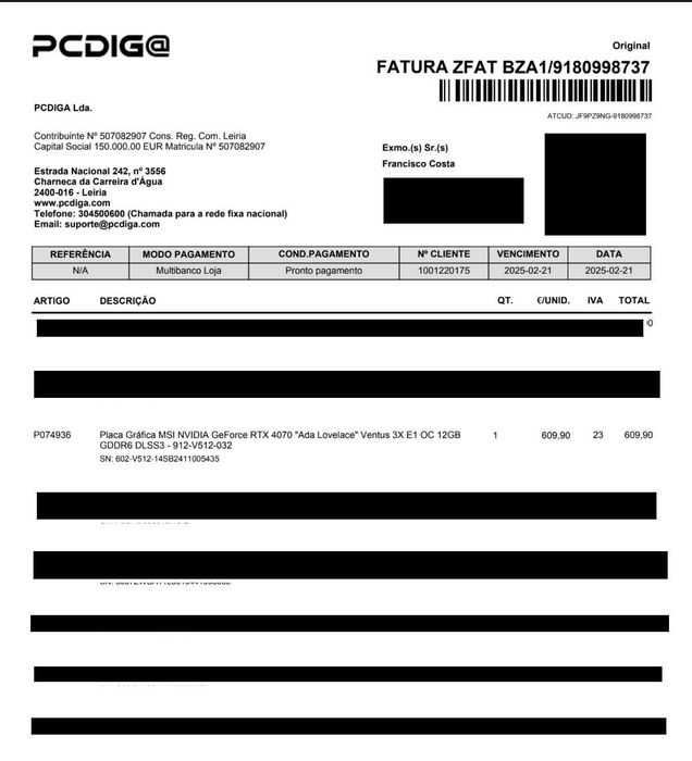 Placa Gráfica NVIDIA RTX 4070 12GB MSI VENTUS 3x