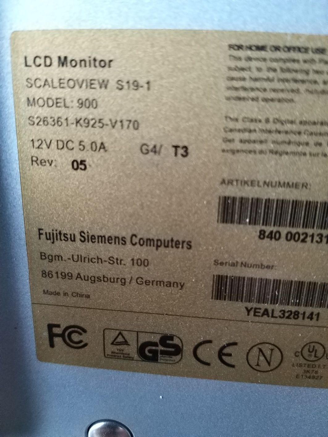 Monitor Fujitsu Siemens