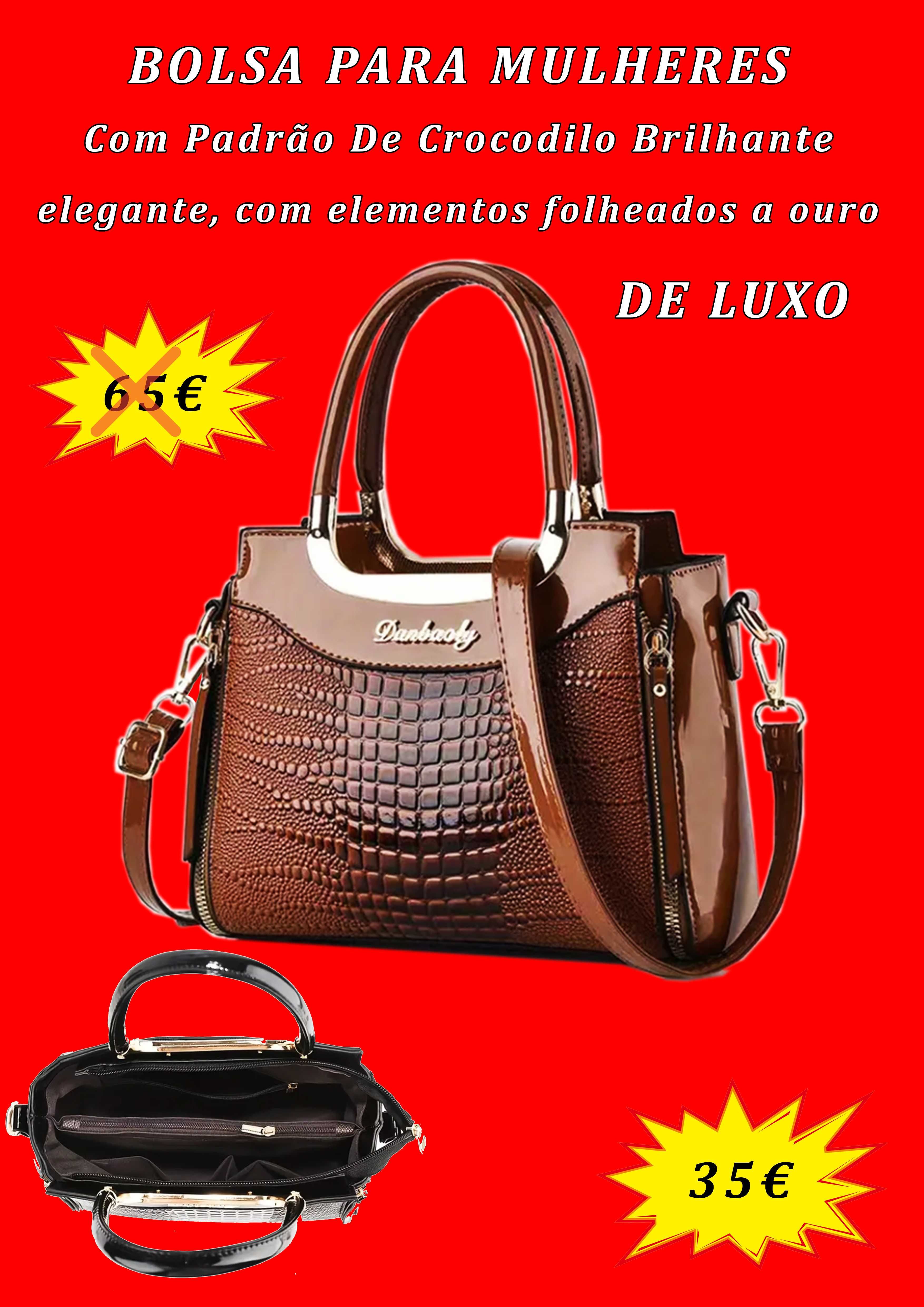 Bolsa de mão com padrão crocodilo brilhante