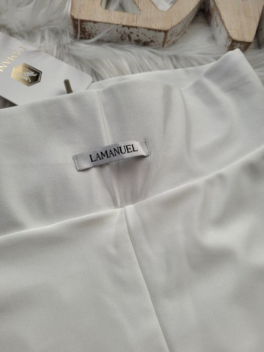 Białe legginsy La Manuel modelująve podwójna lycra