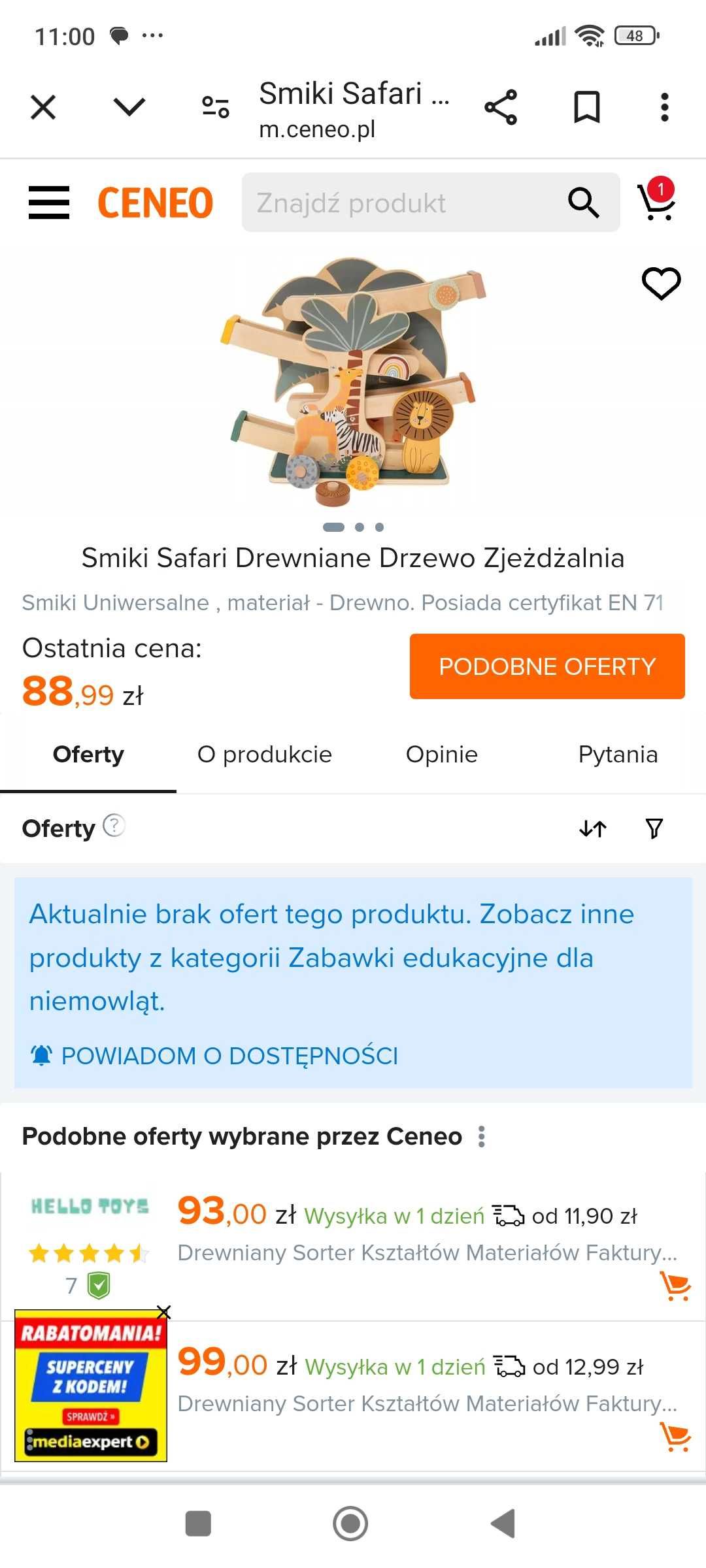 SMIKI Drewniana zjeżdzalnia drzewo zwięrzęta