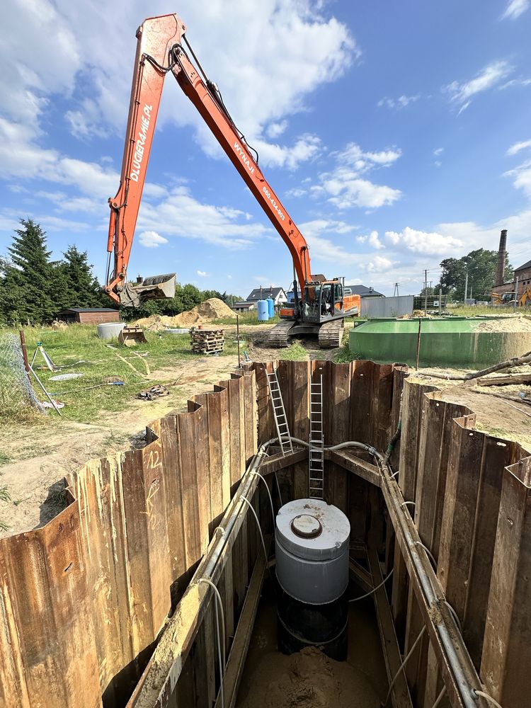 Koparka long reach, wykopy, odmulanie, kopanie stawu, odszlamianie