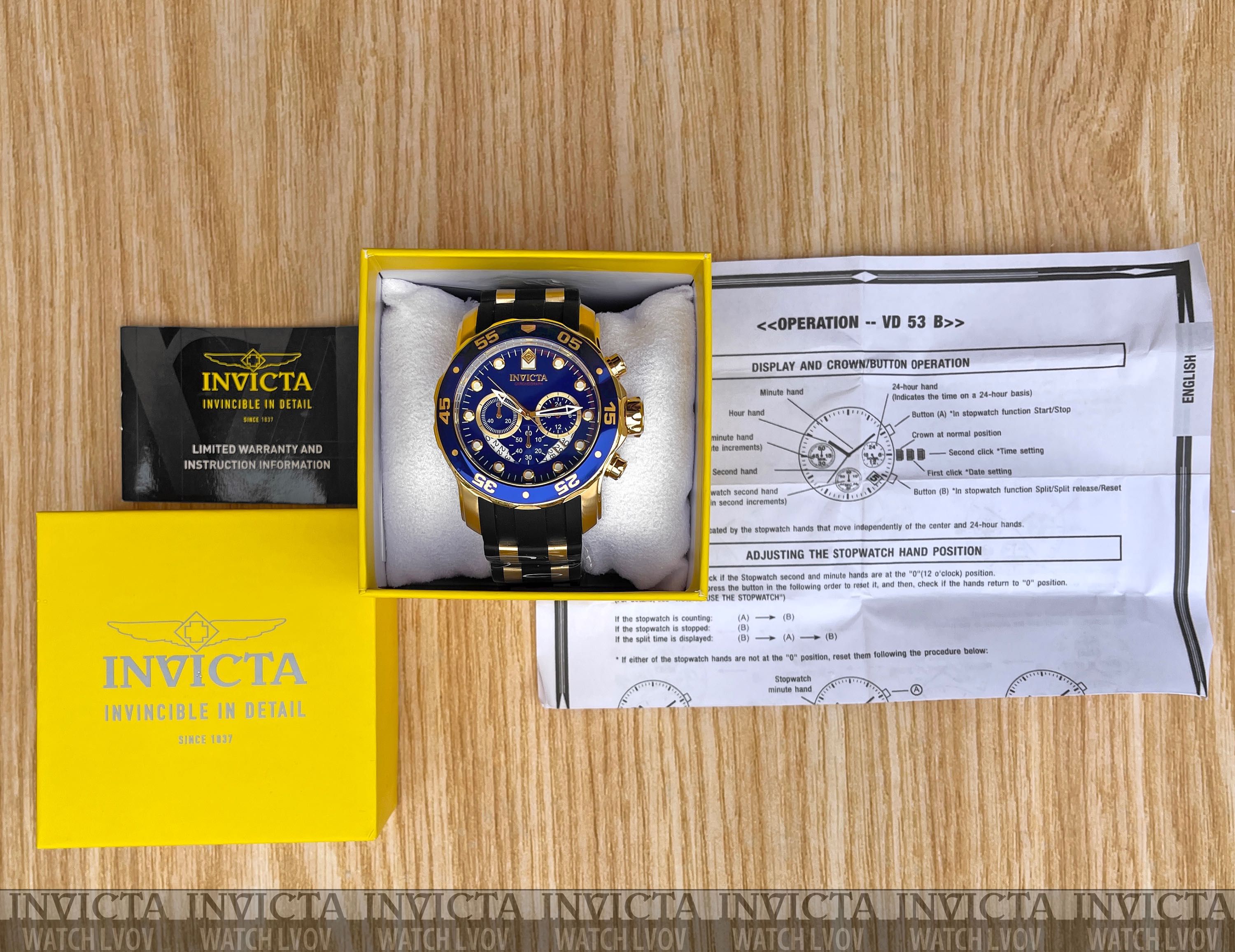 Мужские часы Invicta 6983 Pro Diver Scuba Blue Gold Chronograph