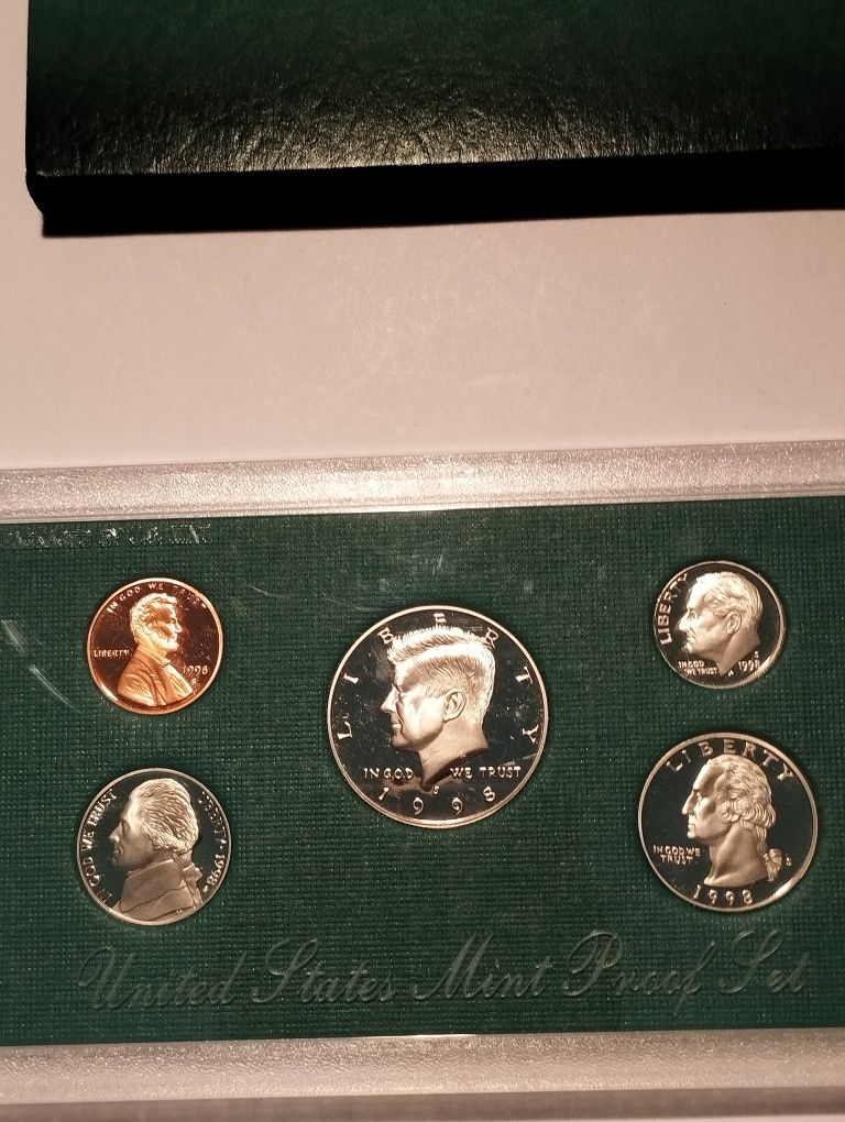 Conjunto de moedas 1998 S Proof não circuladas em estojo