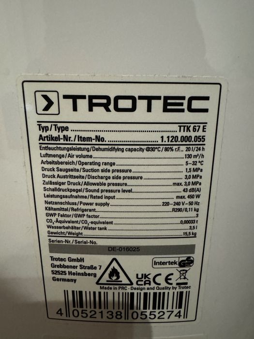 Осушувач повітря Trotec (Тротек)