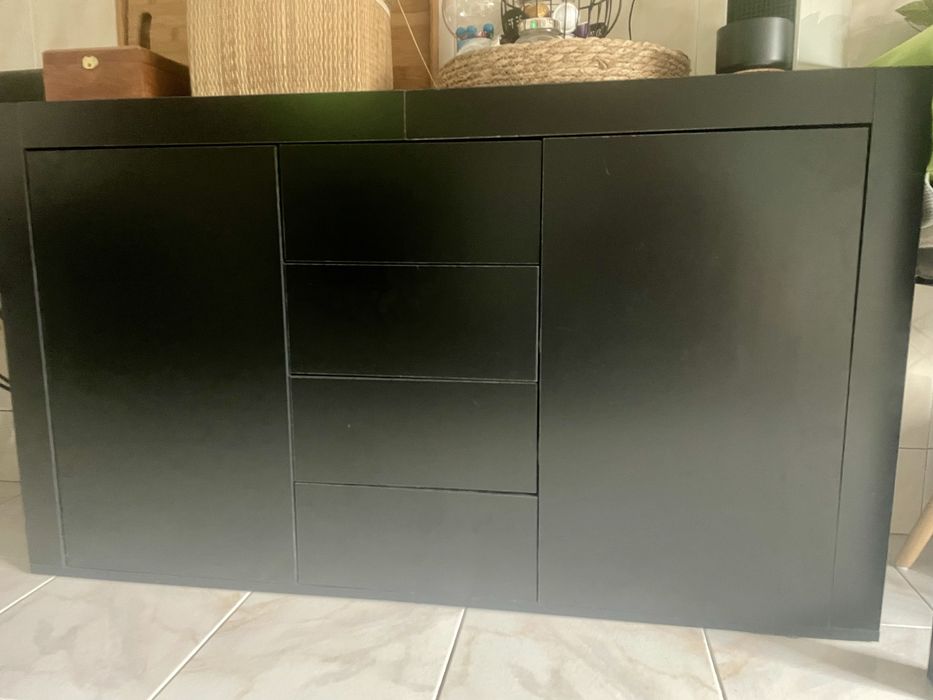 vidaXL Buffet com gaveta Preto 120 x 36 x 69 cm