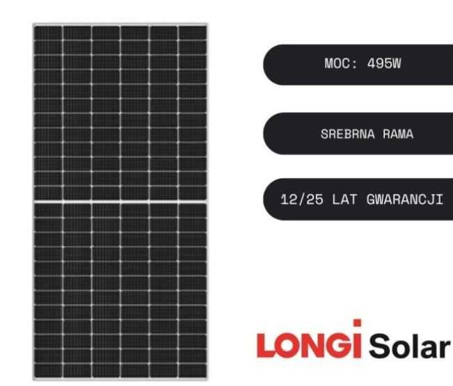 Panel fotowoltaiczny Longi 495W - LR5-66HIH-495M srebrna rama