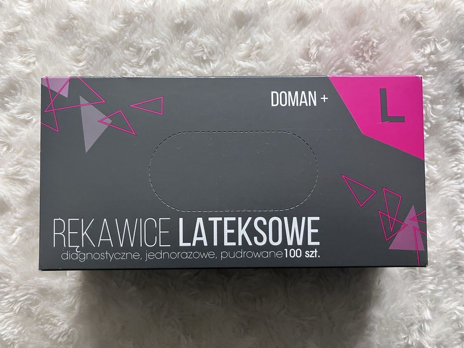 Rękawice lateksowe pudrowane. Rozmiar L. 100 sztuk w opakowaniu.