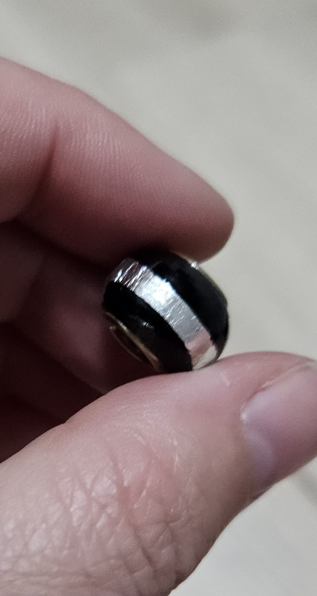 Charms/koralik modułowy w paski czarno-srebrne
