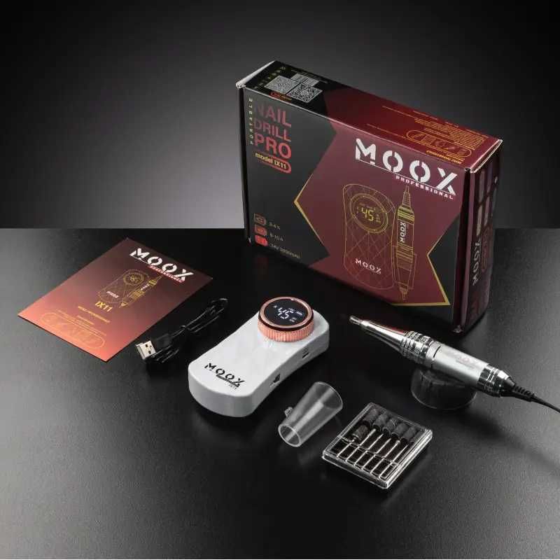 Акумуляторний фрезер для манікюру MOOX IX 11, 35 Вт, 45000 об/хв, Gray