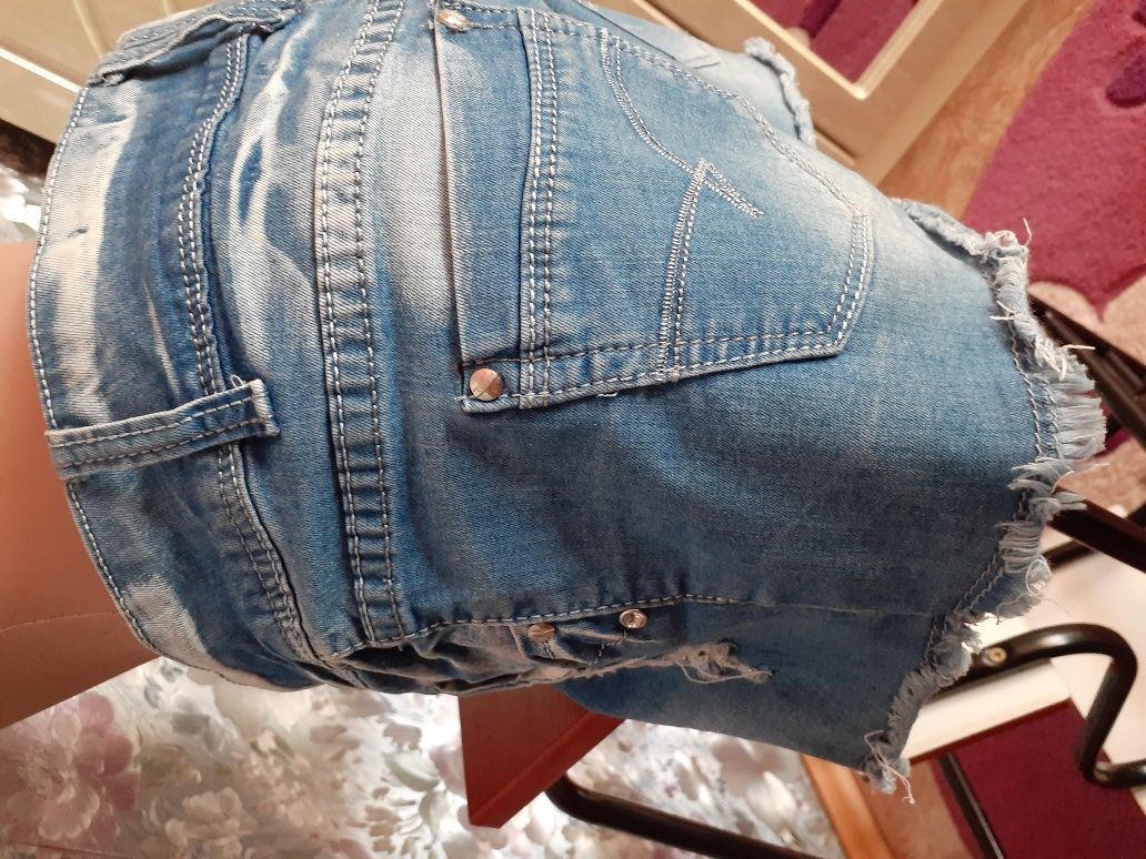 Шорты М (29) джинс тонкий натуральный коттон голубые терка