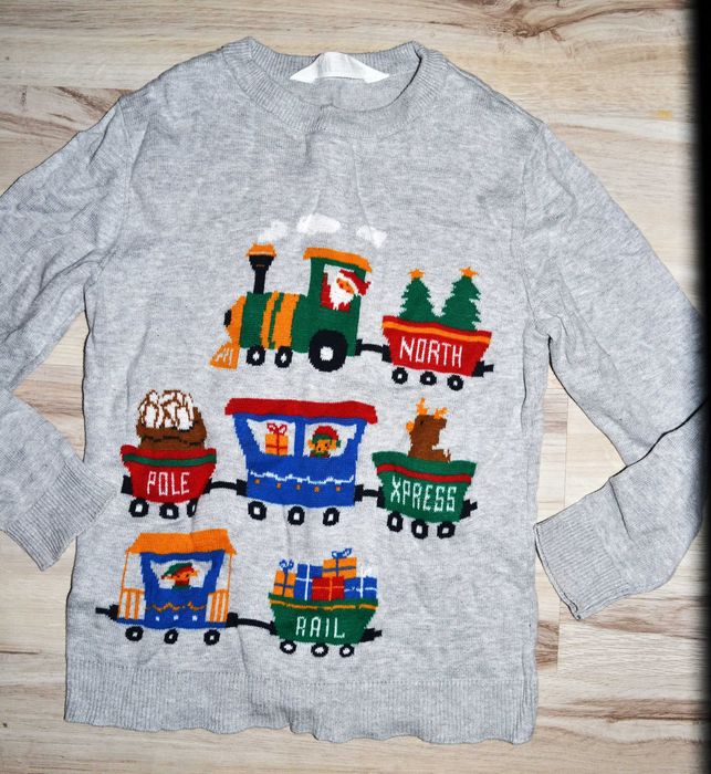 346* H&M Świąteczny sweter ZABAWNY 7/8 Lat_ 122/128 cm