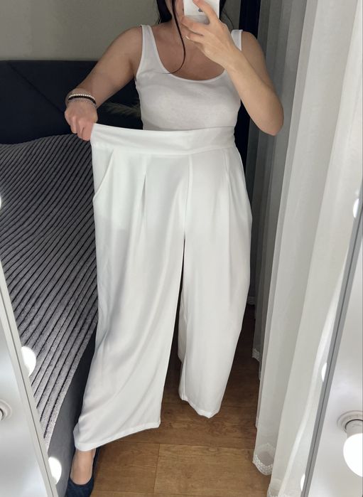 20 розмір широкі палаццо батал 54 штани білі брюки висока посадка