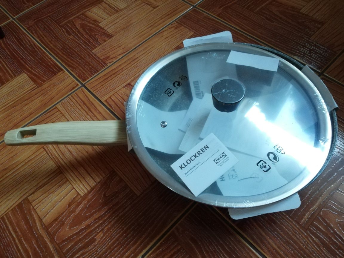Patelnia/wok 28 cm z pokrywką Ikea
