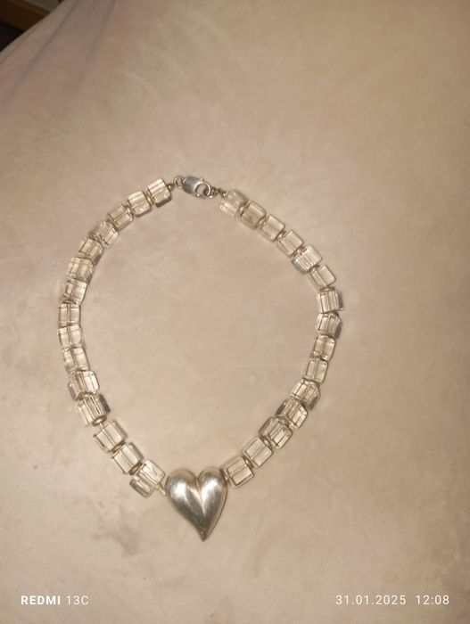 Naszyjnik Vintage Kryształ Górski i srebro