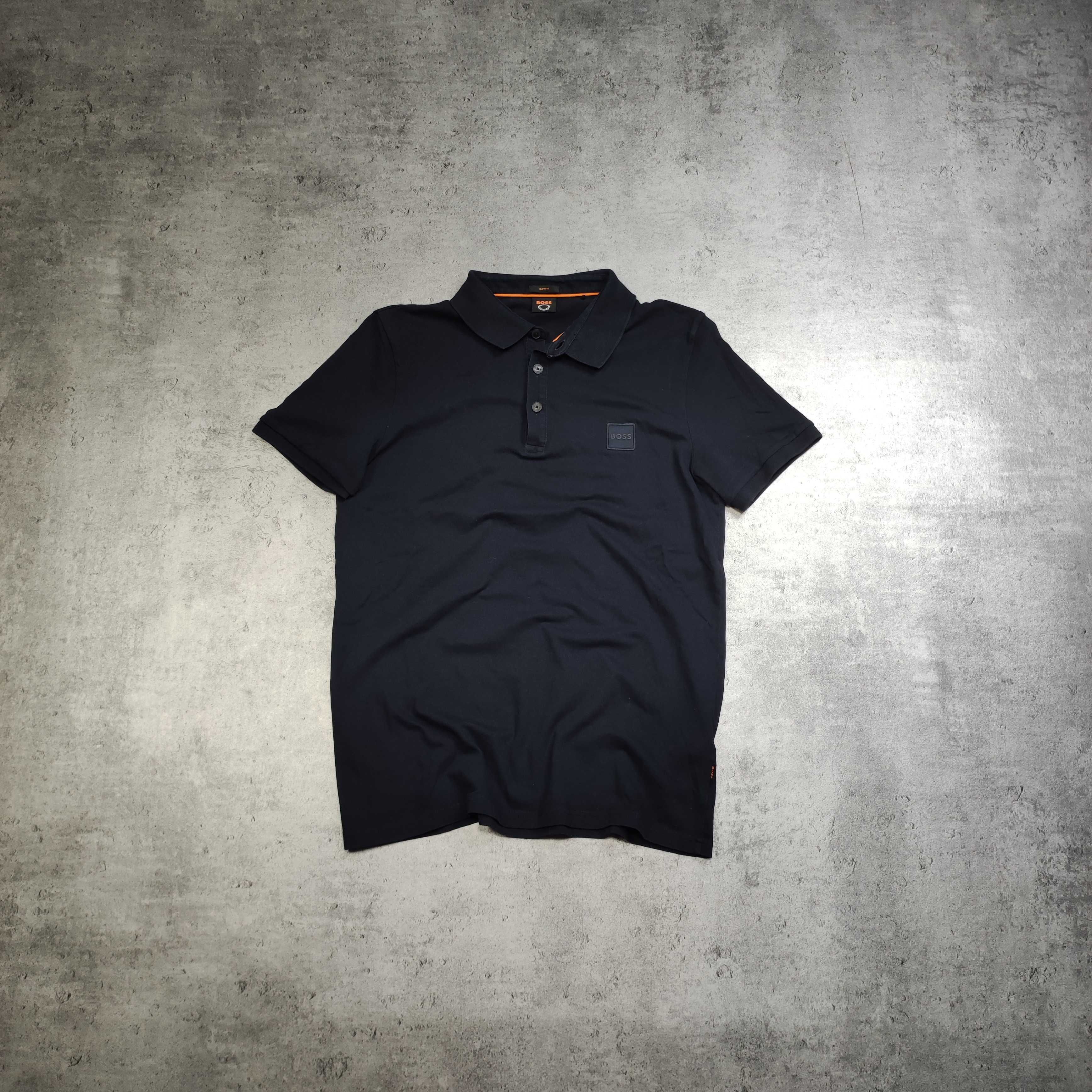 MĘSKA Koszulka Polo Elegancka PREMIUM Granatowa Hugo Boss Bawełna Haft