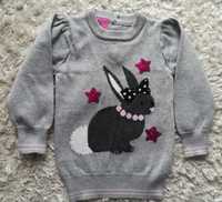 Śliczny bawełniany sweterek z króliczkiem, rozmiar 86, 12-18 miesięcy