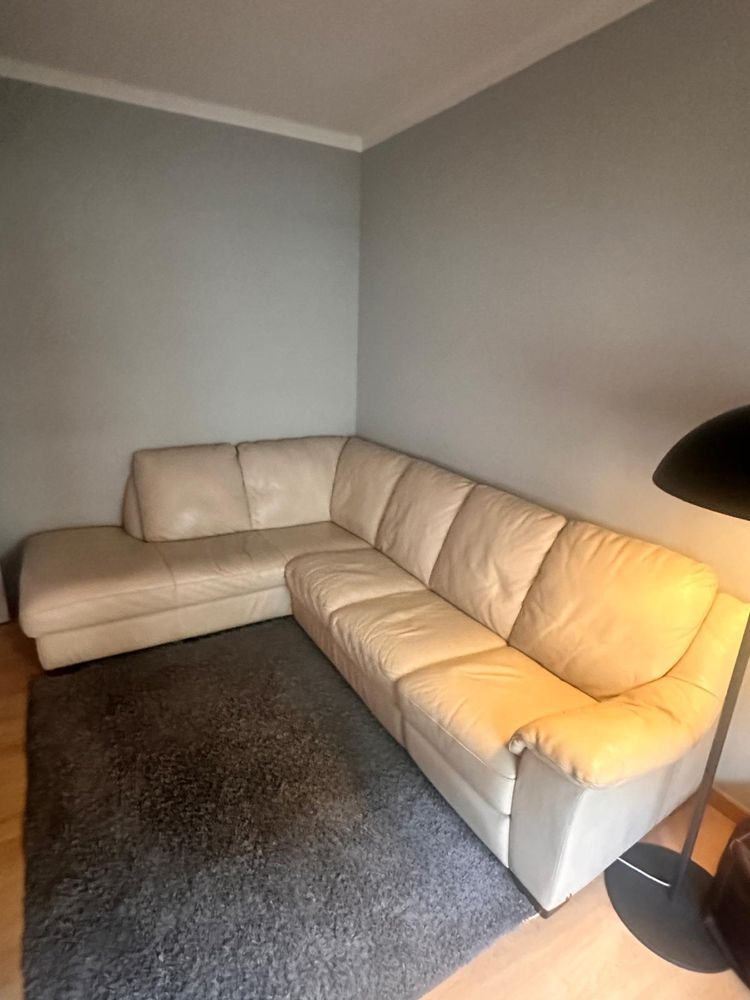 Sofa Divani Divani em pele Beje