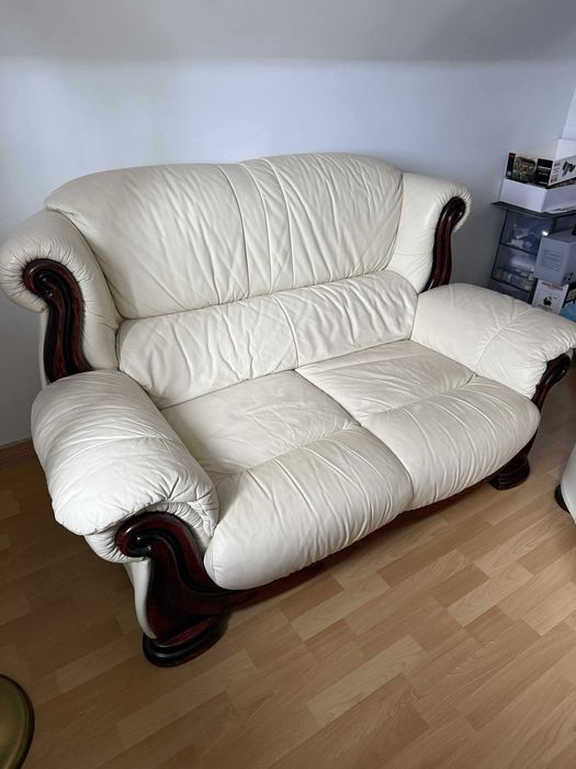 Elegancki zestaw skórzany kanapa 2 fotele
