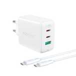 2w1 ładowarka sieciowa 2x usb-c usb 65w + kabel usb-c biały