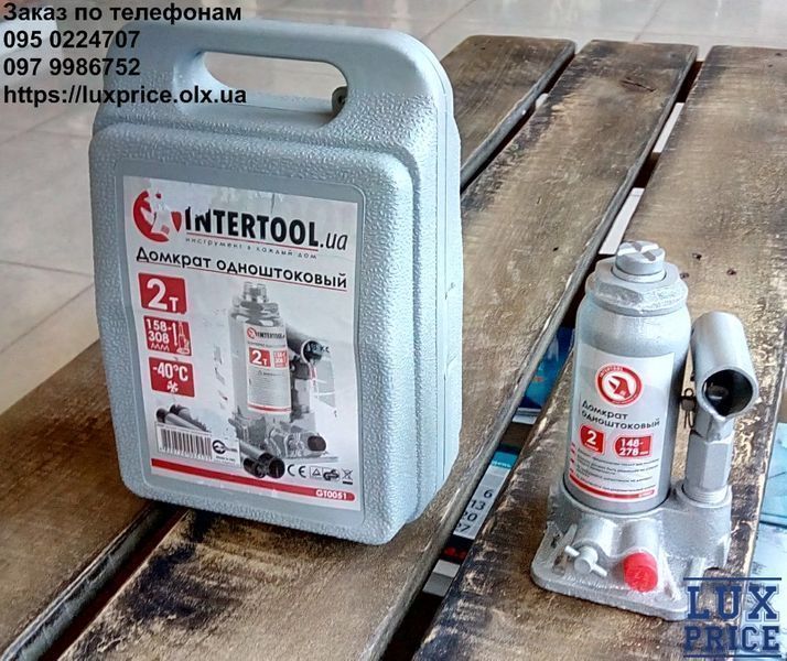 Домкрат "стовпчик" одноштоковий 2 т, в кейсі INTERTOOL GT0051