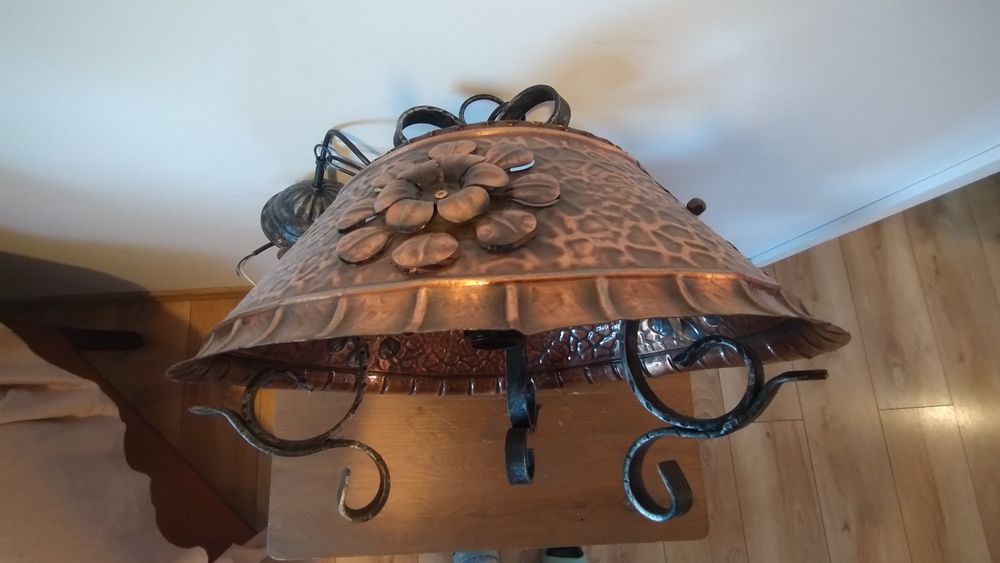 Miedziana lampa retro rustykalna rękodzieło