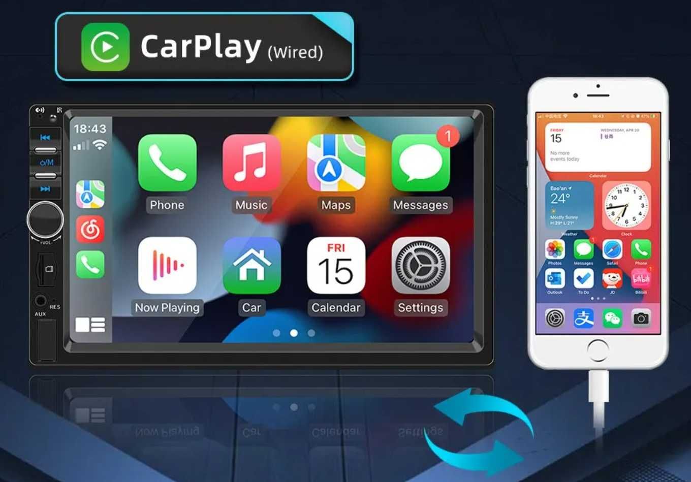 Автомагнітола з Apple CarPlay та Android Auto