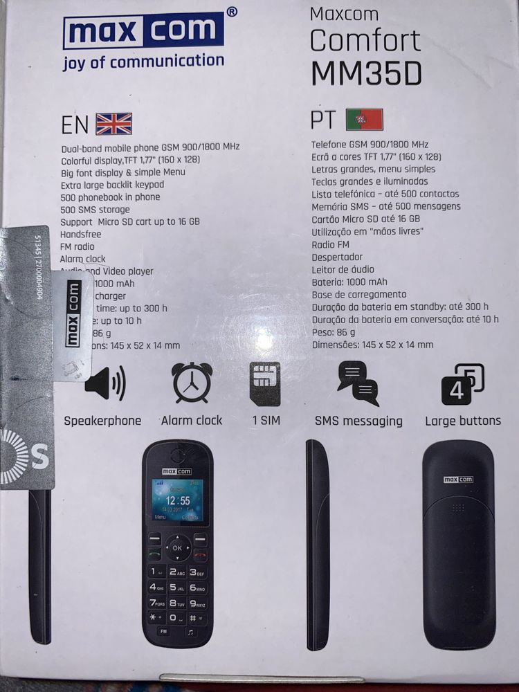 Telefone de Casa NOS – Maxcom Comfort MM35D – Como Novo!