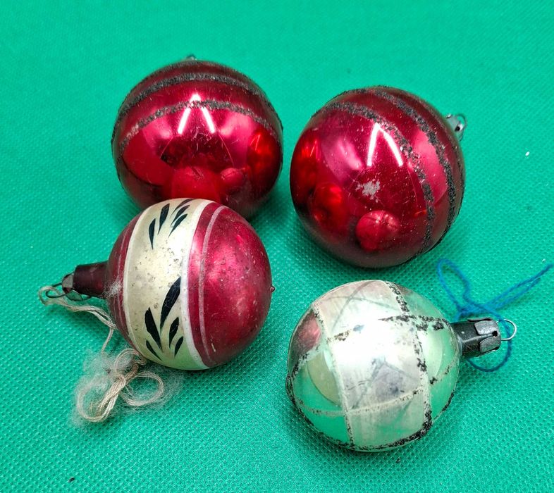 PRL stare bombki, ozdoby choinkowe mix 18szt, reflektorki