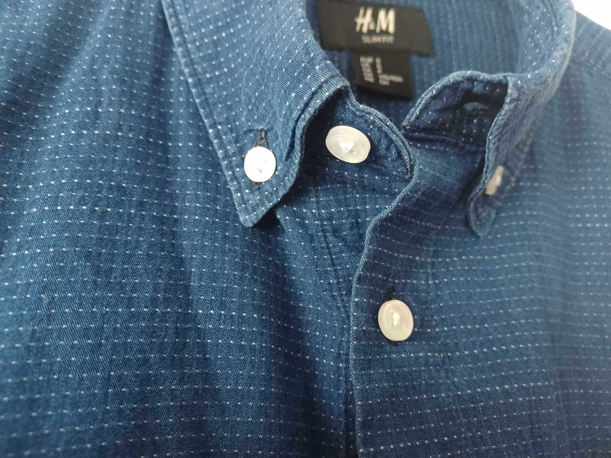 Elegancka koszula męska H&M slim fit / S / 100% bawełna