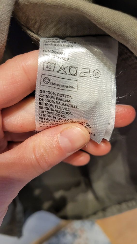Koszula męska HM S khaki długi rękaw regular fit