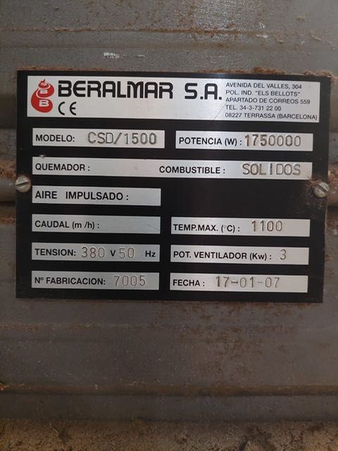 Secador para Biomassa (estilha, serrim, caroço de azeitona)