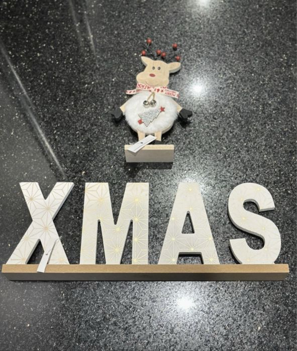 Dekoracje świąteczne z drewna xmas renifer stojący figurka