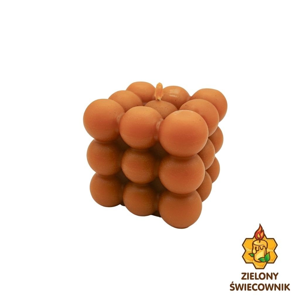 Świeca z naturalnego wosku pszczelego Bąbelki 3X3 Zielony Świecownik