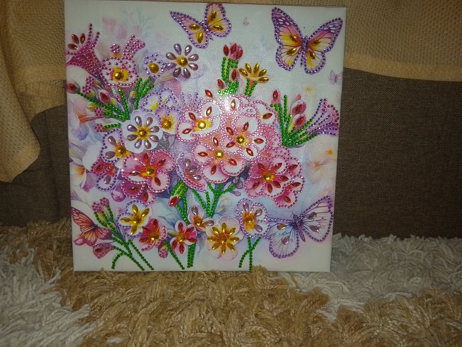 Яскраві квіти картина з алмазної мозаїки ручна робота