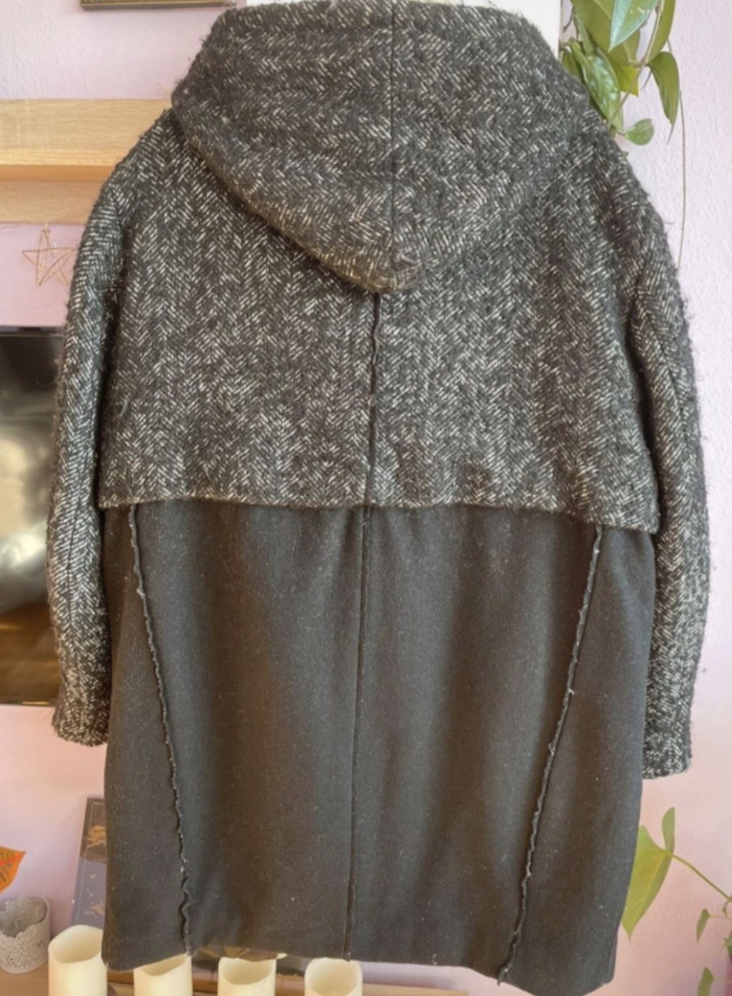 Super cieply plaszcz ZARA czarny 40 L zimowy kurtka parka