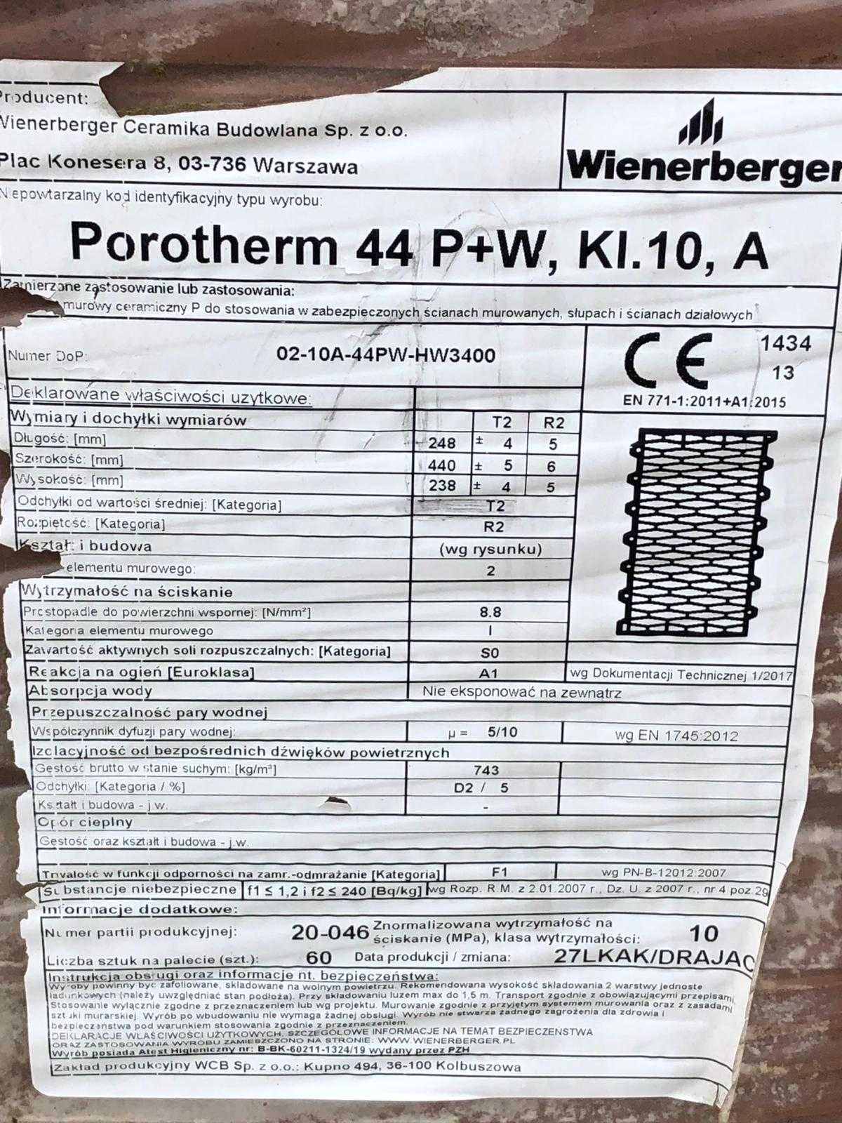 Sprzedam Pustak Porotherm 44