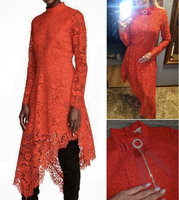 Червона мереживна сукня H&m.