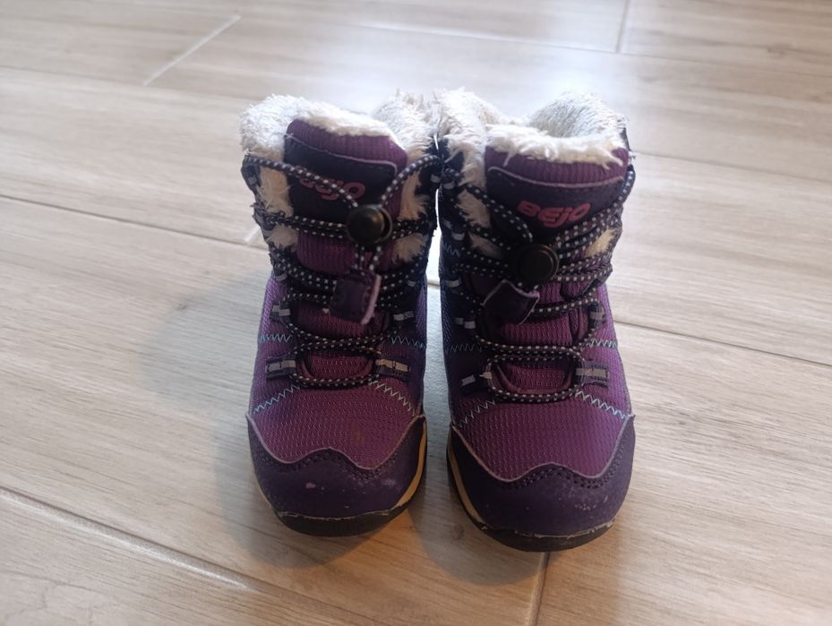 Buty zimowe, śniegowce, dziewczynka, fioletowe, wodoodporne, r. 23