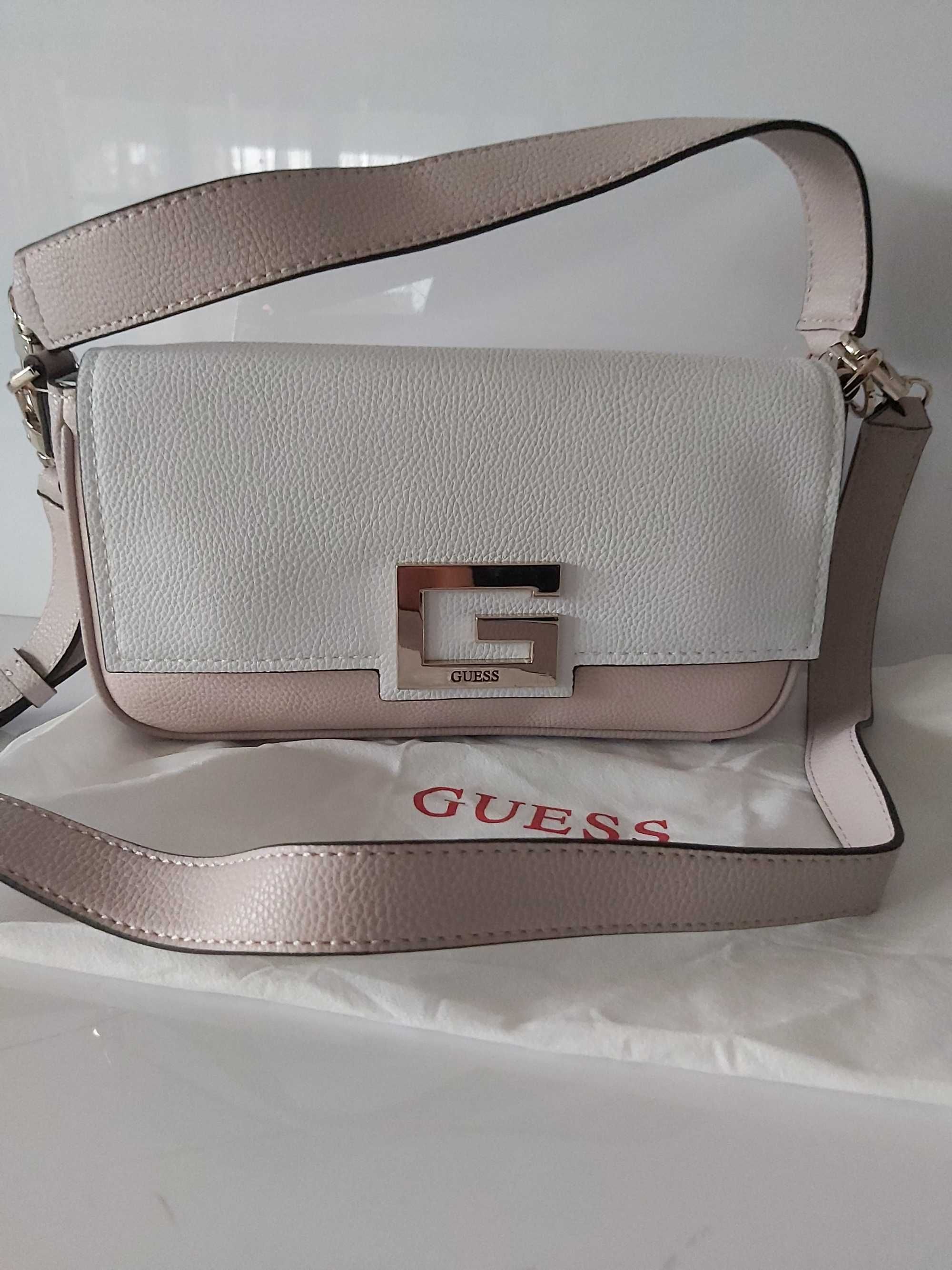 NOWA torebka GUESS elegancka  bezowa rózowa torba koktajlowa