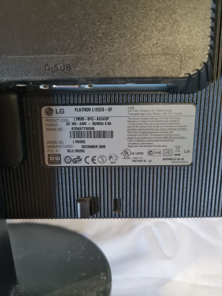 Monitor LG Flatron L1952S - SF plus kable
