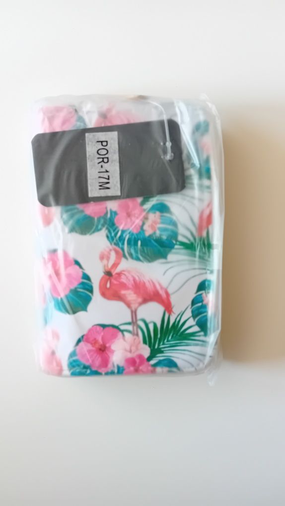 Nowy! Mini portfelik Flamingi wśrod kwiatów