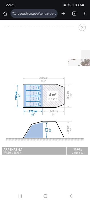 Tenda arpenaz 4.1 fresh and black