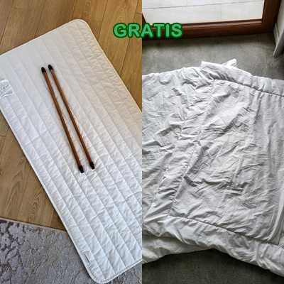 Łóżeczko z materacem Hilding Dobranocka, ochraniaczem Ikea, kołderkami